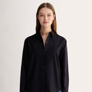 Everlane Women's Must-Have Shirt in Silky Cotton in Black, Size 12